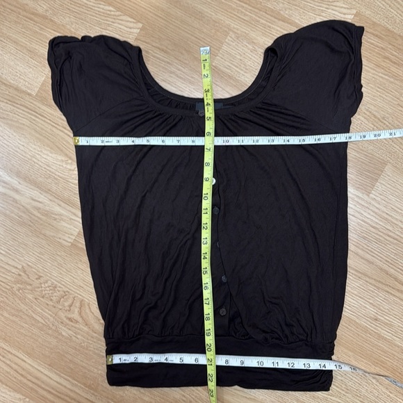 The Limited Dark Brown Short Sleeve Blouse. Modal Soft Comfy Versatile - Picture 7 of 7